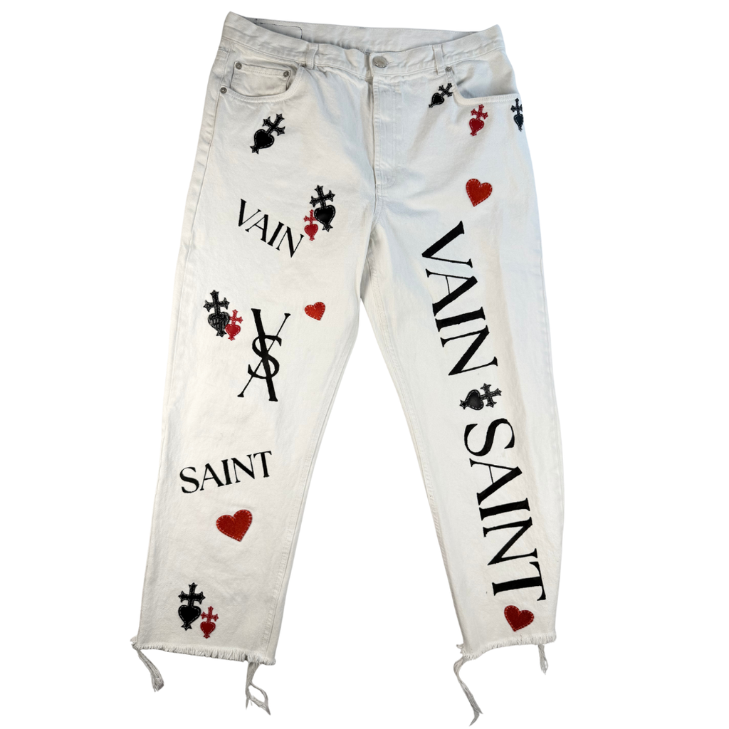 Vain Saint Amour — Hand-Embellished White Denim