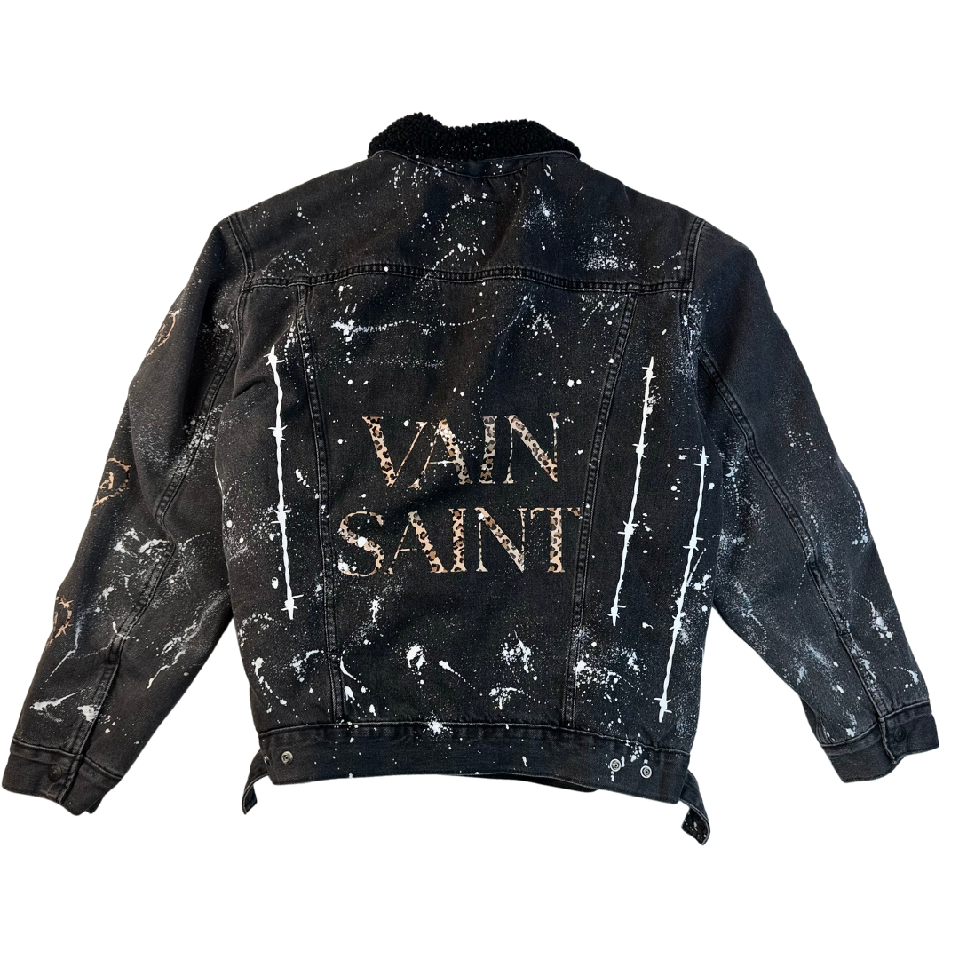 “Painted Faith” Sherpa Denim Jacket