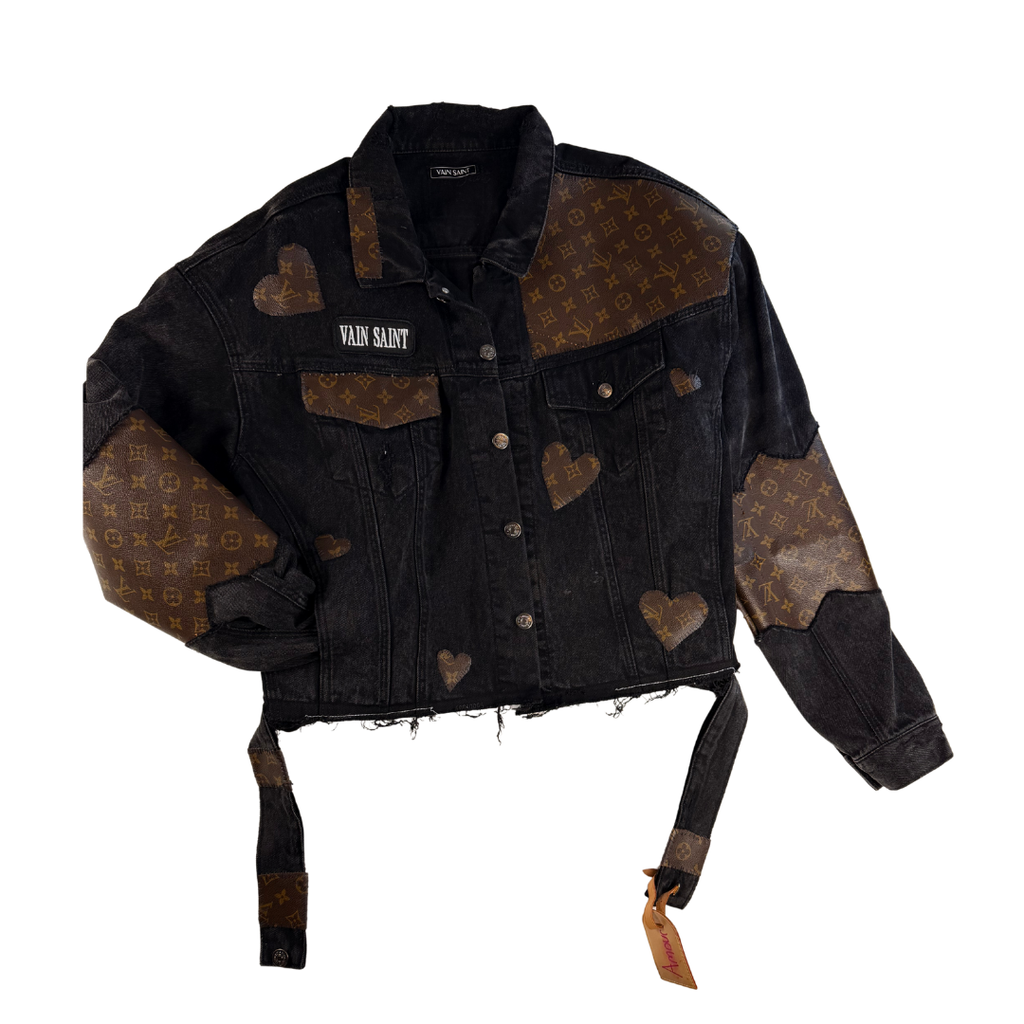 Vain Saint Cropped Patchwork Denim Jacket