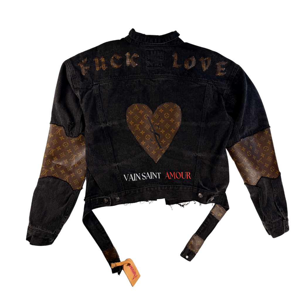 Vain Saint Cropped Patchwork Denim Jacket