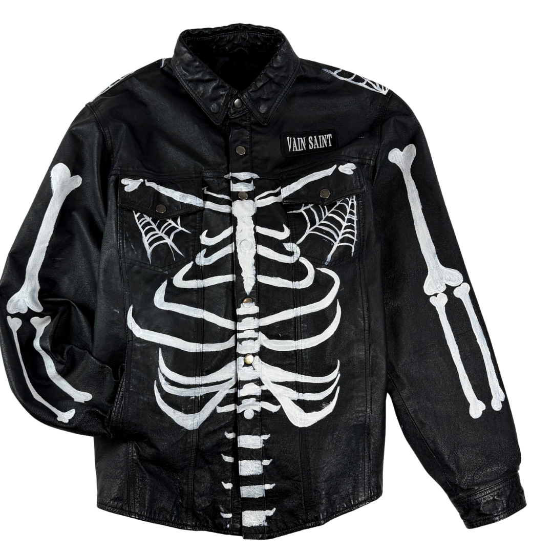 “Anatomy of Sin” Hand-Painted Leather Jacket