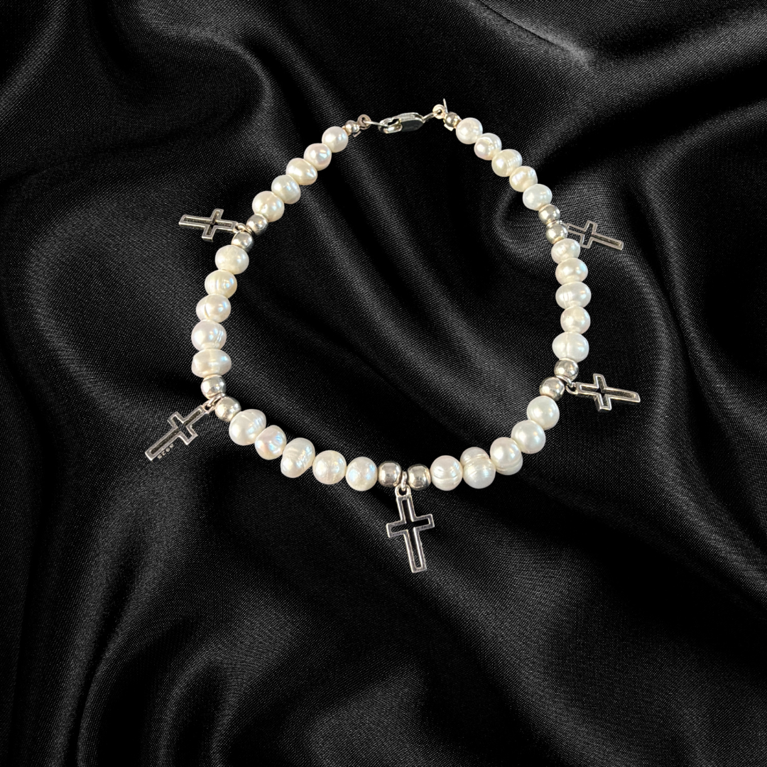 Sacred Pearl Cross Bracelet