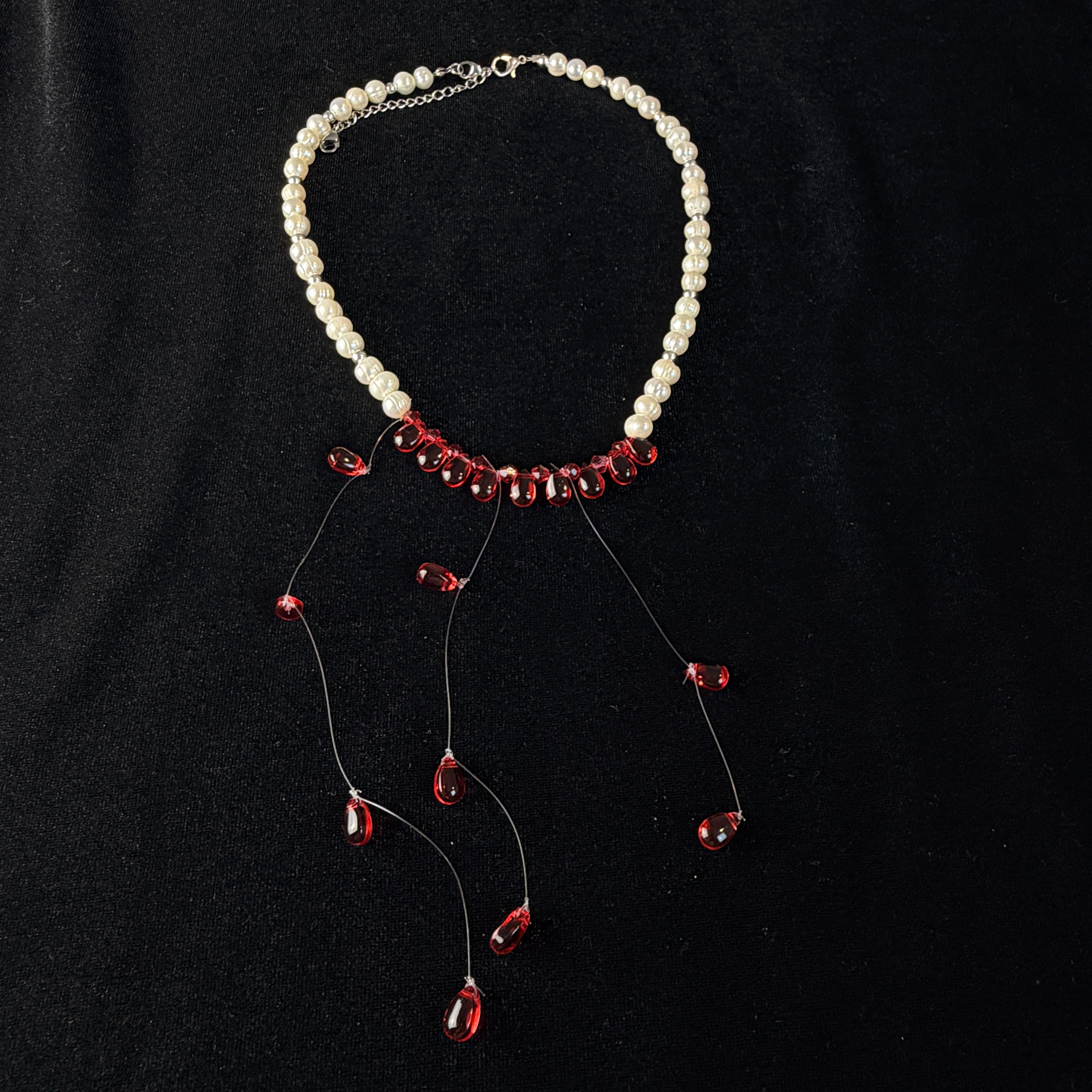 Blood Pearl Cascade Necklace