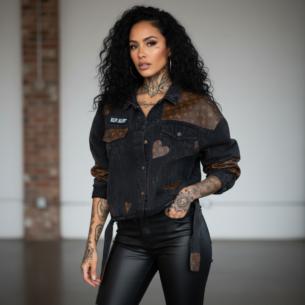 Vain Saint Cropped Patchwork Denim Jacket