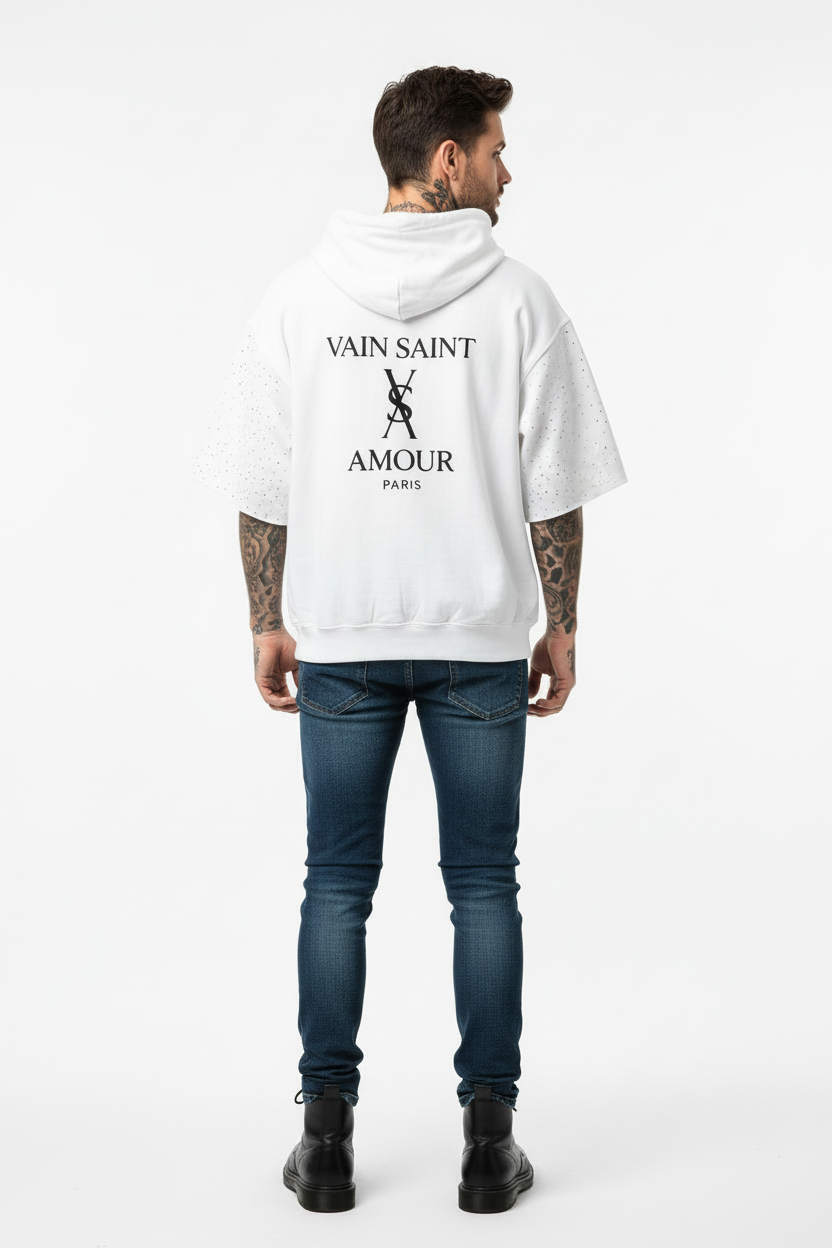 Studded Short-Sleeve Hoodie