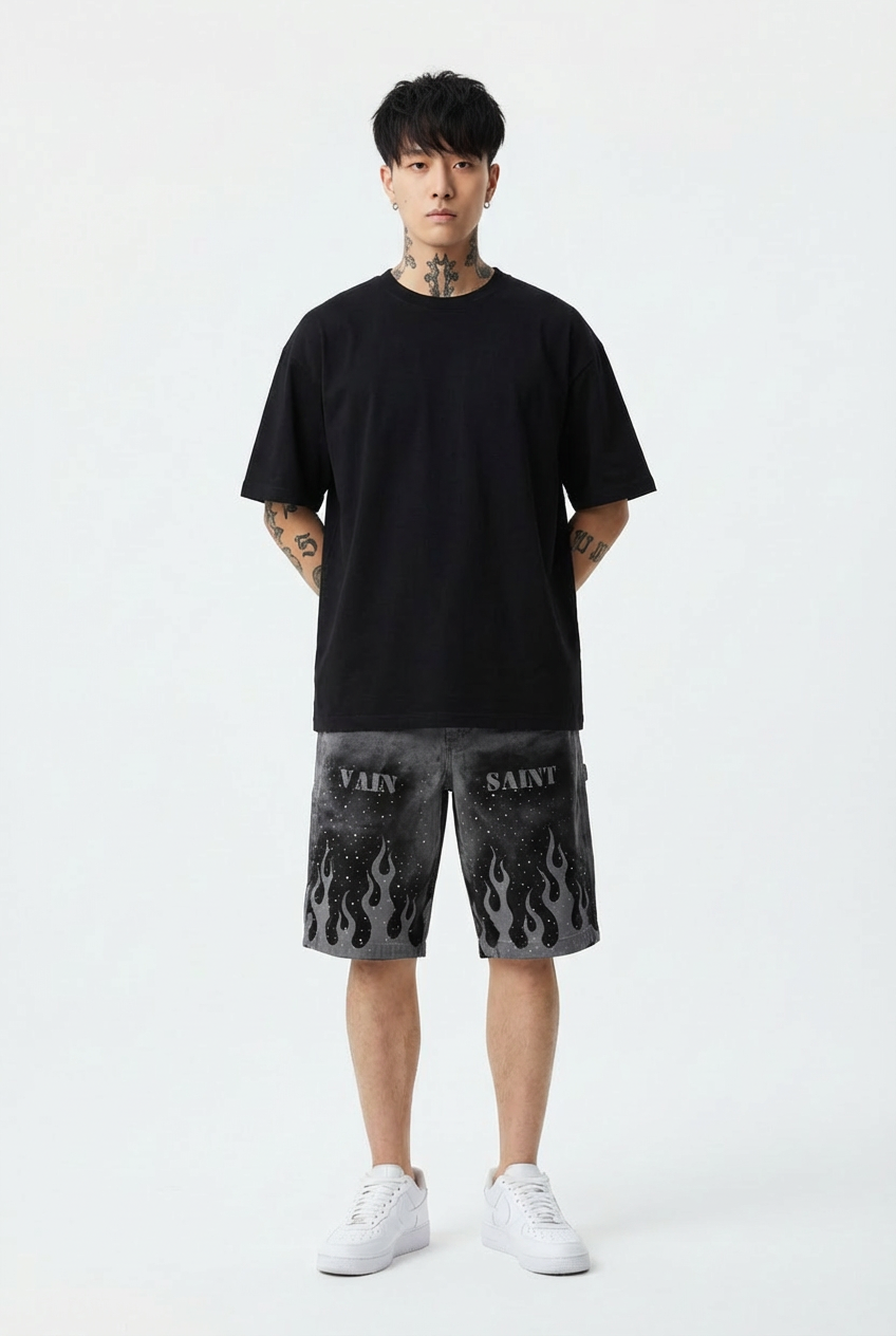 Flamed out “Cocaine & Caviar” Shorts