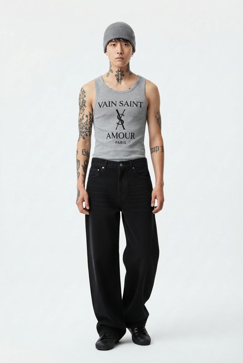Vain Saint Amour Ribbed Tank - gray