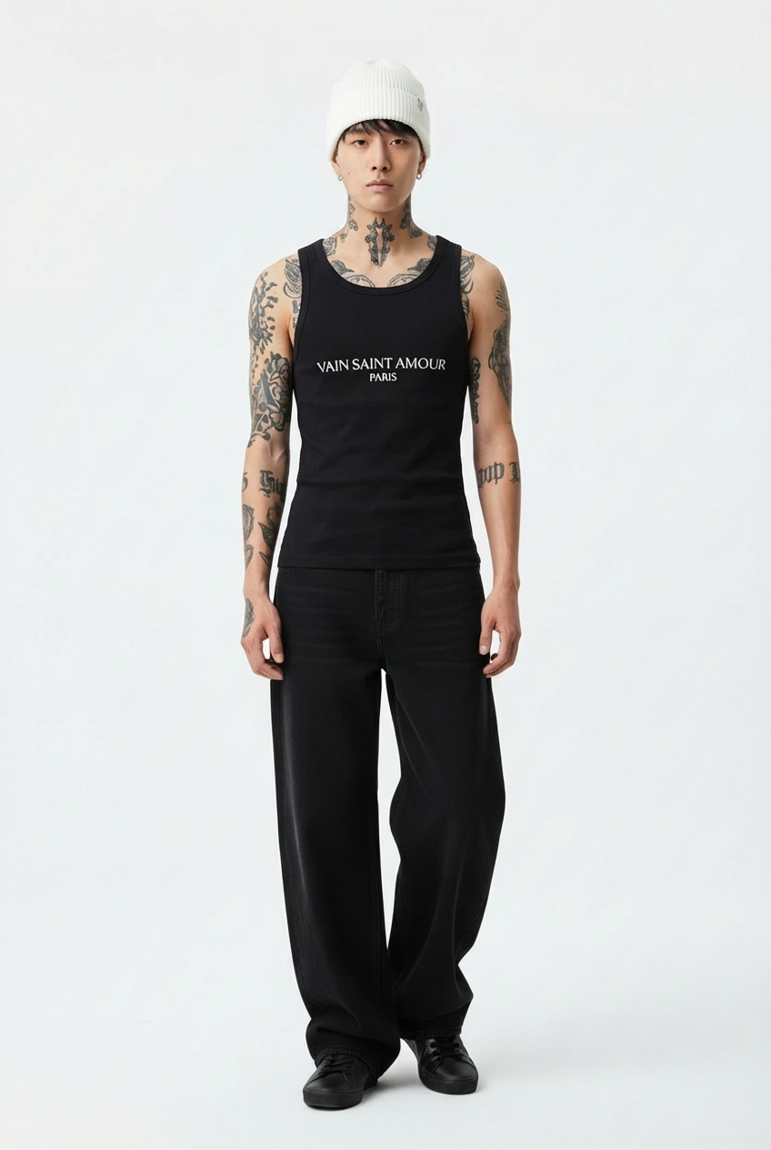 Vain Saint Amour Ribbed Tank - black