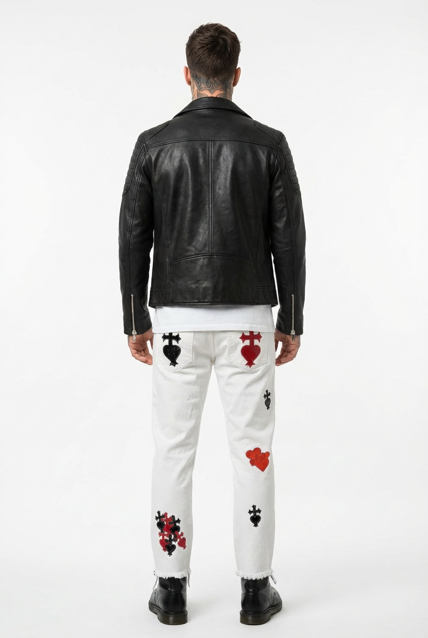 Vain Saint Amour — Hand-Embellished White Denim