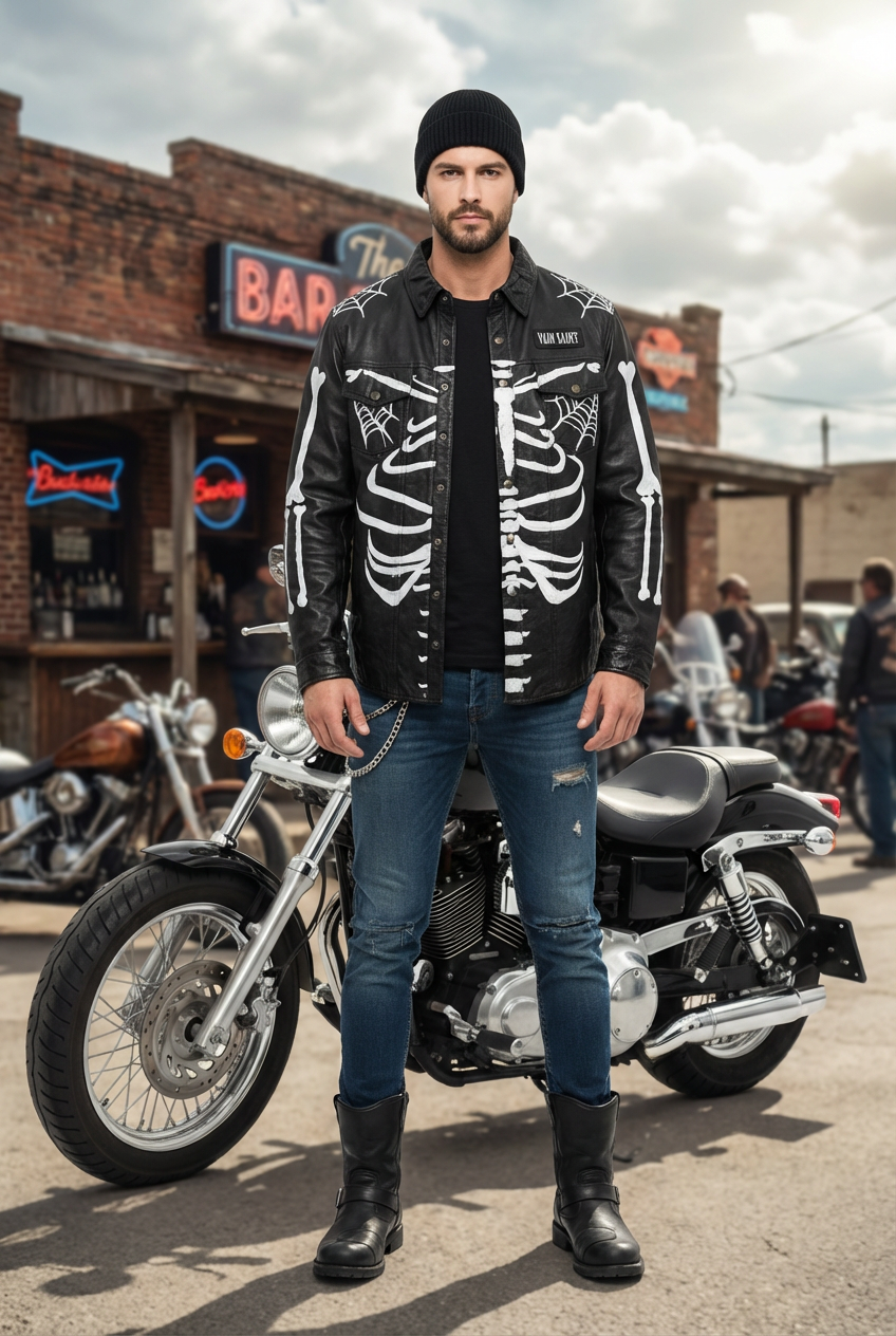 “Anatomy of Sin” Hand-Painted Leather Jacket